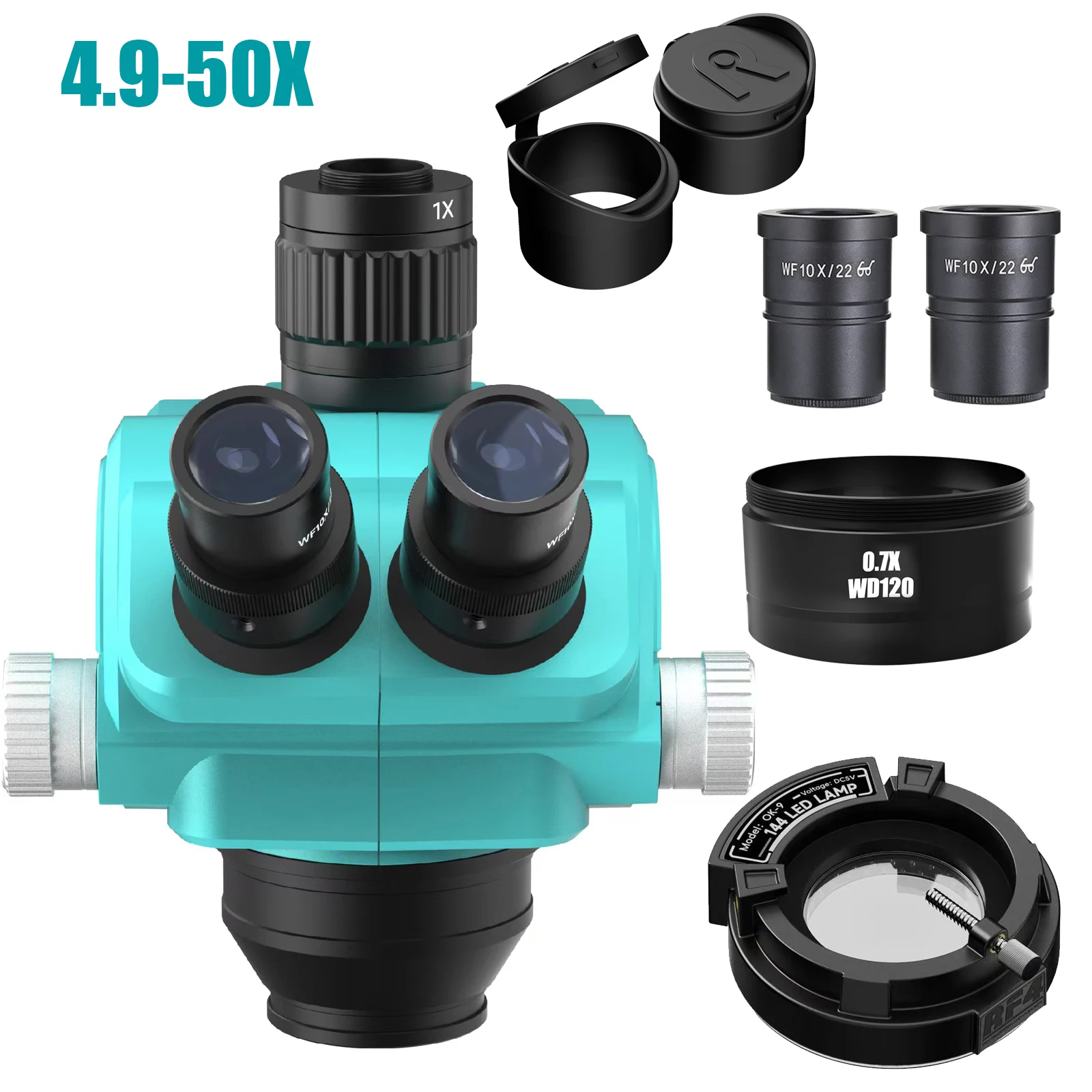 RF4-PX5Triocular Microscope Head4.9-100X Selectable Continuous Zoom Stereoscopic Eyepiece Mobile Phone Welding Inspection Tool
