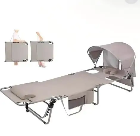 

Beach Tanning Sun Chair with Canopy Poolside Camping Lawn Chair for Reading & Sunbathing Backpack Included