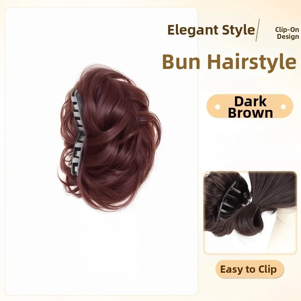 

New Synthetic Hair Bun Claw Clip Fluffy Curly Hair Wig Hair Clip Brown Black Bun Head Wig Women