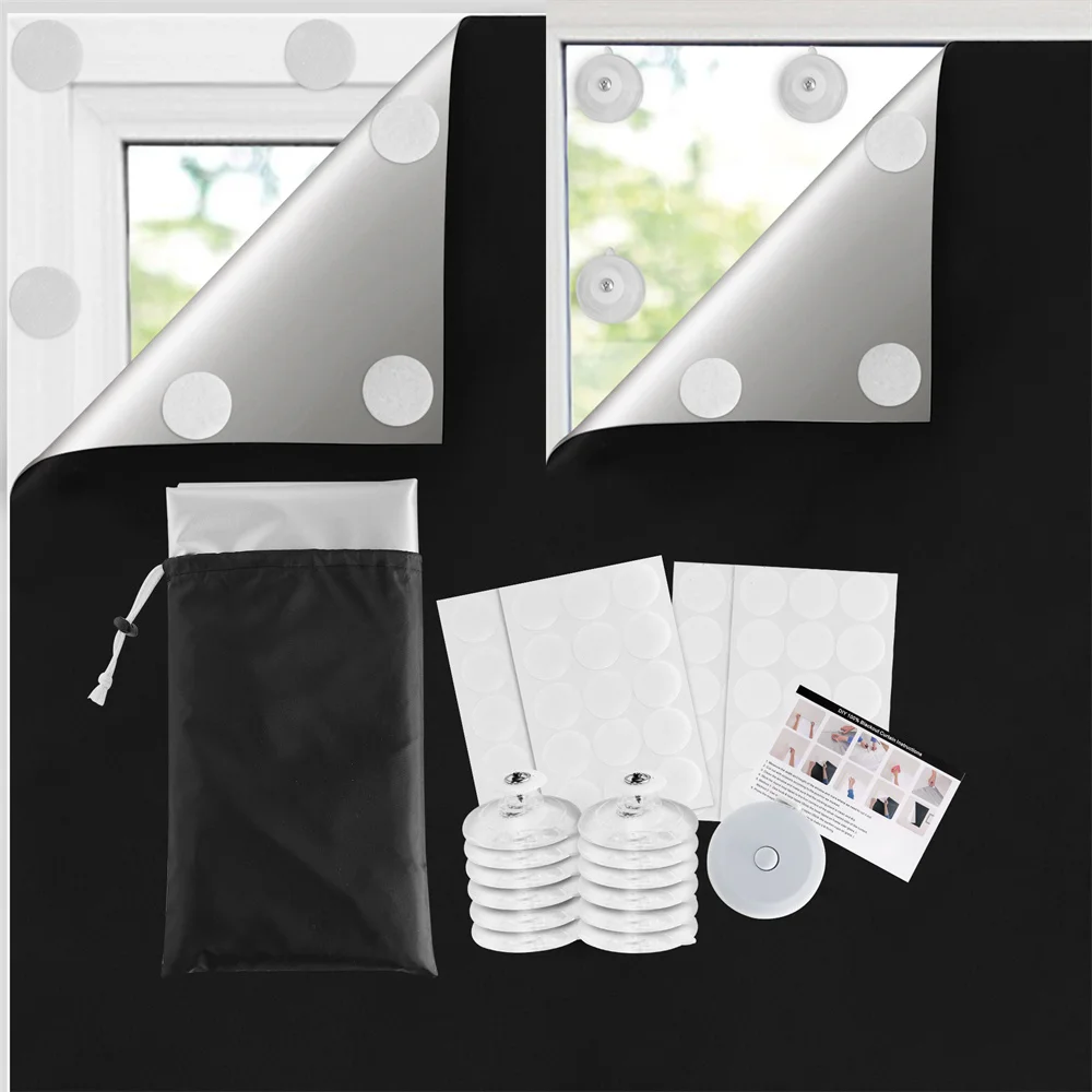 1PC Portable Sunshade Curtain Vacuum Suction Cup Type Cropable size Sun Cloth Folding Blind Curtain Window Curtain Drapes Black