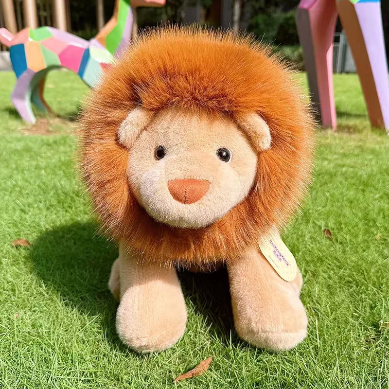 Kawaii 30cm Lion Plush Toys Super Soft Skin-friendly Sleep Companion Furry Realistic Animal Dolls Gifts For Friends And Children