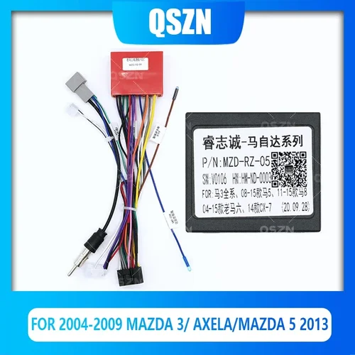 QSZN-Adaptador de Radio para coche, arnés de cableado, Cable de alimentación, Android, 2 Din, para MAZDA 5, 2013, 2004-2009, 3, AXELA