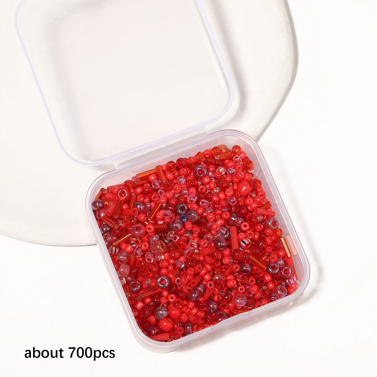 700Pcs/box Red Color Japanese Seed Beads Mixed Delica Round Glass Beads Multi-shapes Twist Bugle Tube For Clothing Accessory