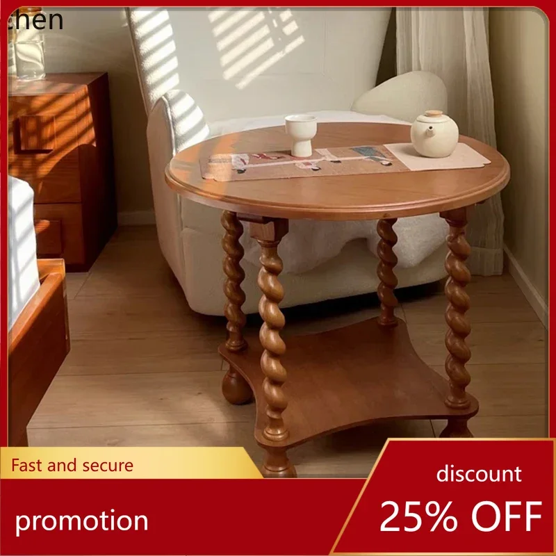 HXL round household balcony small round table solid wood twist edge few solid wood American style