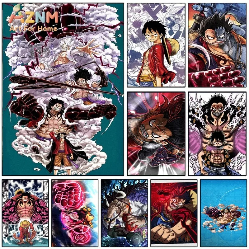 One Piece Luffy Gear 4 and Gear 5 Anime Canvas Wall Art Unframed Single Canvas Print Poster For Bedroom Living Room Home Wall