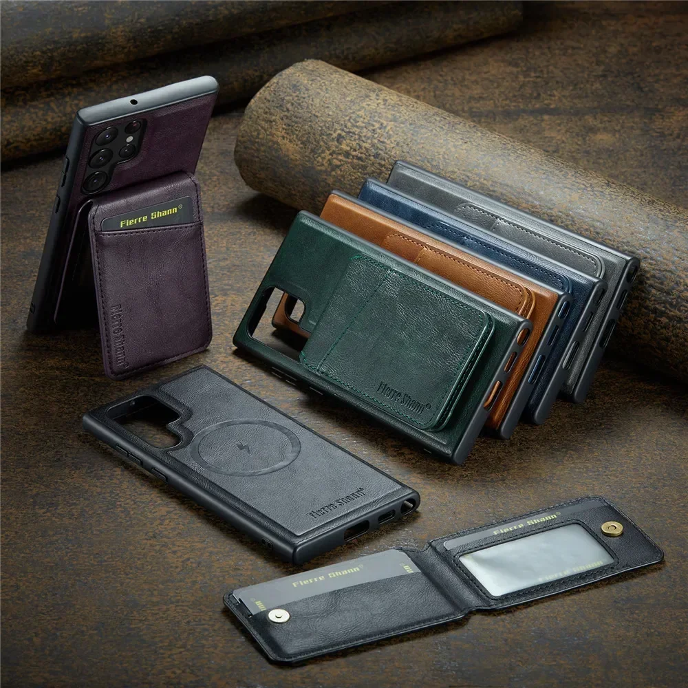 

Detachable Wallet Magnetic Leather Case For Samsung Galaxy S25 Ultra S25 Edge S24 FE S23 S22 Plus Stand Card Holder Phone Cover