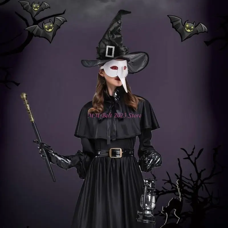 

49ME женский костюм ведьмы, шляпа волшебника, наряд для вечеринки, костюм на Хэллоуин, аксессуар, перчатки для ролевых игр,