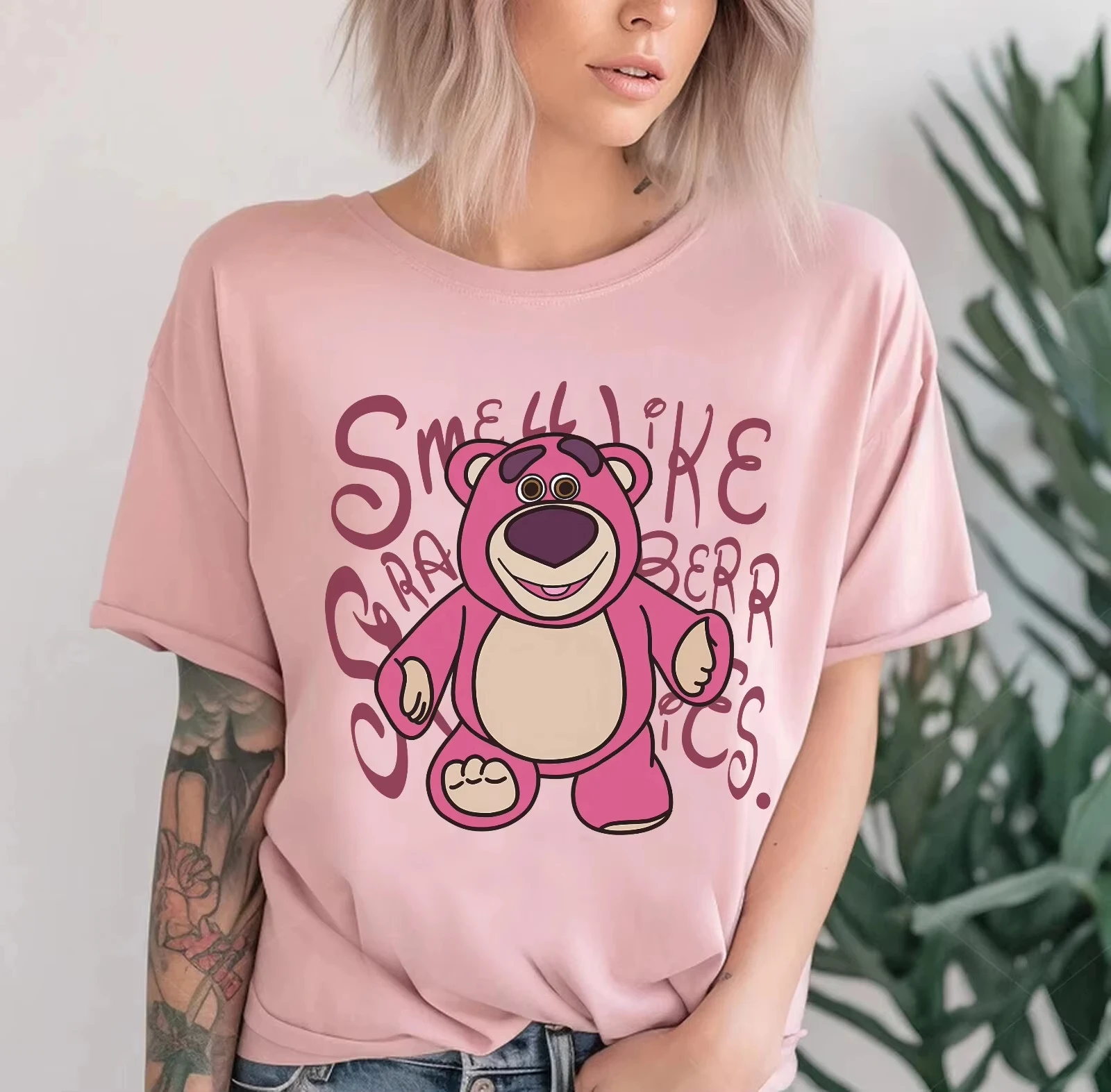 

Лето 2023, новая женская свободная футболка из чистого хлопка с короткими рукавами, подходит для женской повседневной одежды, аниме с принтом Диснея