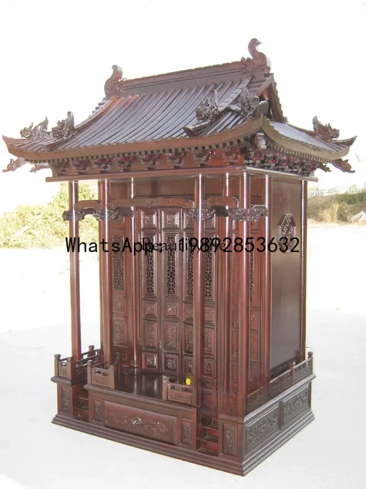 palace-style shrine roof with door camphor wood table Buddhist platform