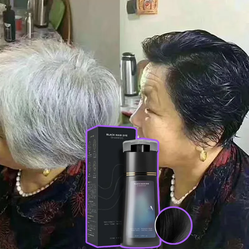 شامبو تلوين صبغة شعر من الأبيض إلى الأسود 3 في 1 صبغة شعر تغذي صبغة ملونة تدوم طويلاً للنساء والرجال تغطية الشعر الرمادي العناية بالشعر #2