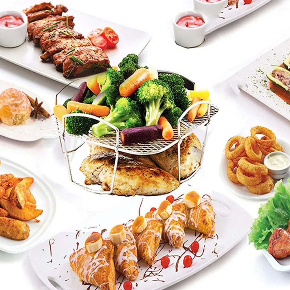 

Air Fryer Stainless Steel Steam Rack Multipurpose Grilling Roasting Basket Cooling Wire Rack Kitchen Accessories