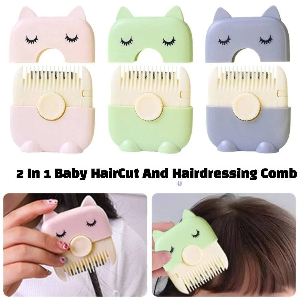 

2 in 1 Hair Clipper Comb Styling Tool Blades Replaceable Bangs Trimmer DIY Adjustable Blades Hair Thinning Tool Baby HairCut