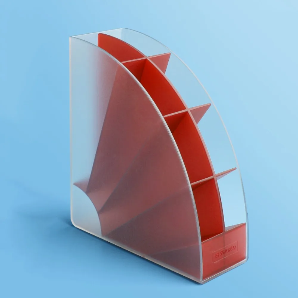 Slant Insertion 8 Grid Pen Storage Box Space Saving Sector 8 Grid Pen Holder Multi-function Storage Stationery Organizer Stand