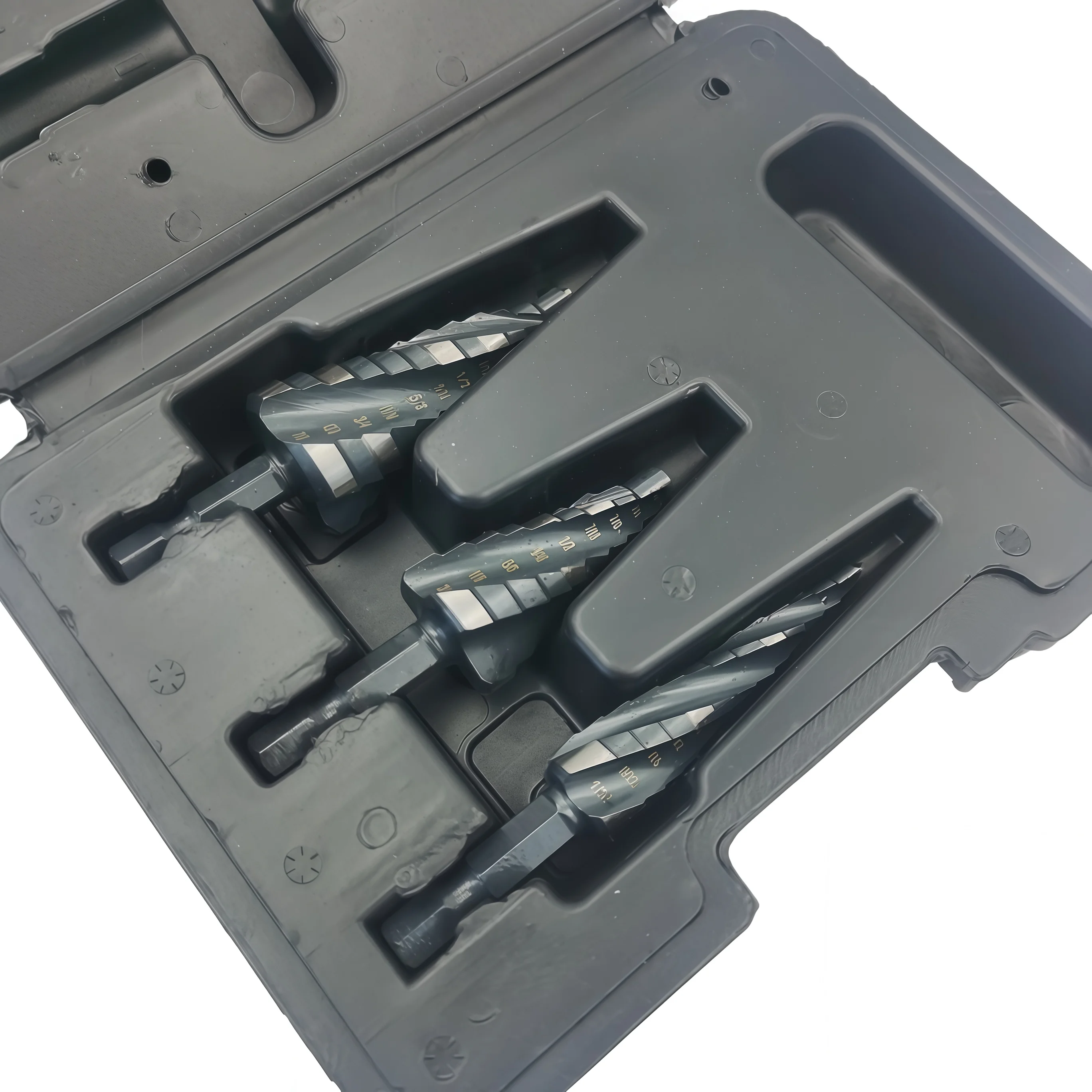 3Pcs M35 Cobalt Step Drill Bit Set, Hex Shank Spiral Flute Unibit for Stainless Steel Metal Sheet Drilling with Storage Case