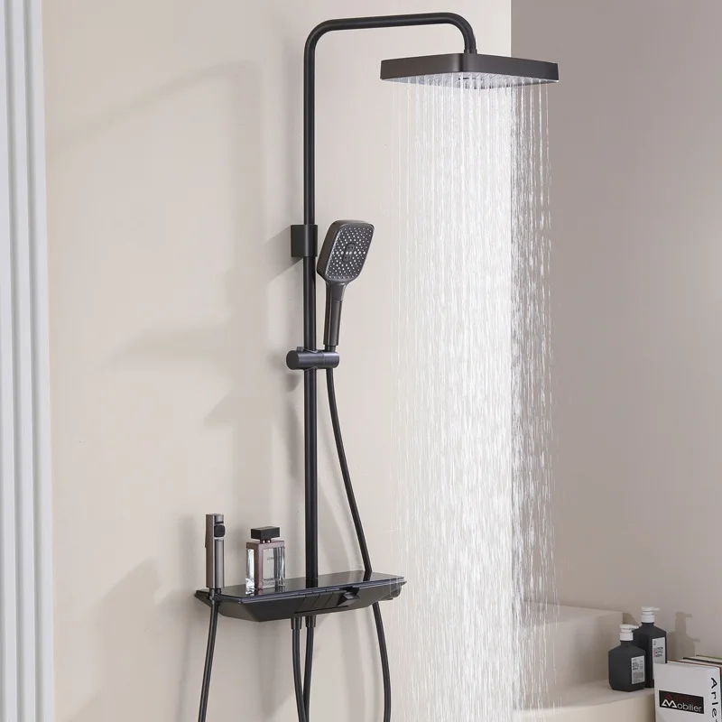 

High quality matte brass rain shower head bathroom rain shower set