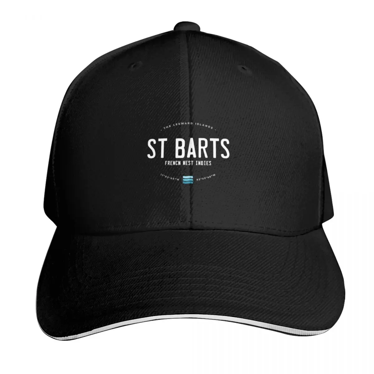 Gorra de béisbol con diseño de olas de la playa de St. Bart's, ligera, fácil de guardar, un regalo ideal para él o para ella, para uso diario y casual.