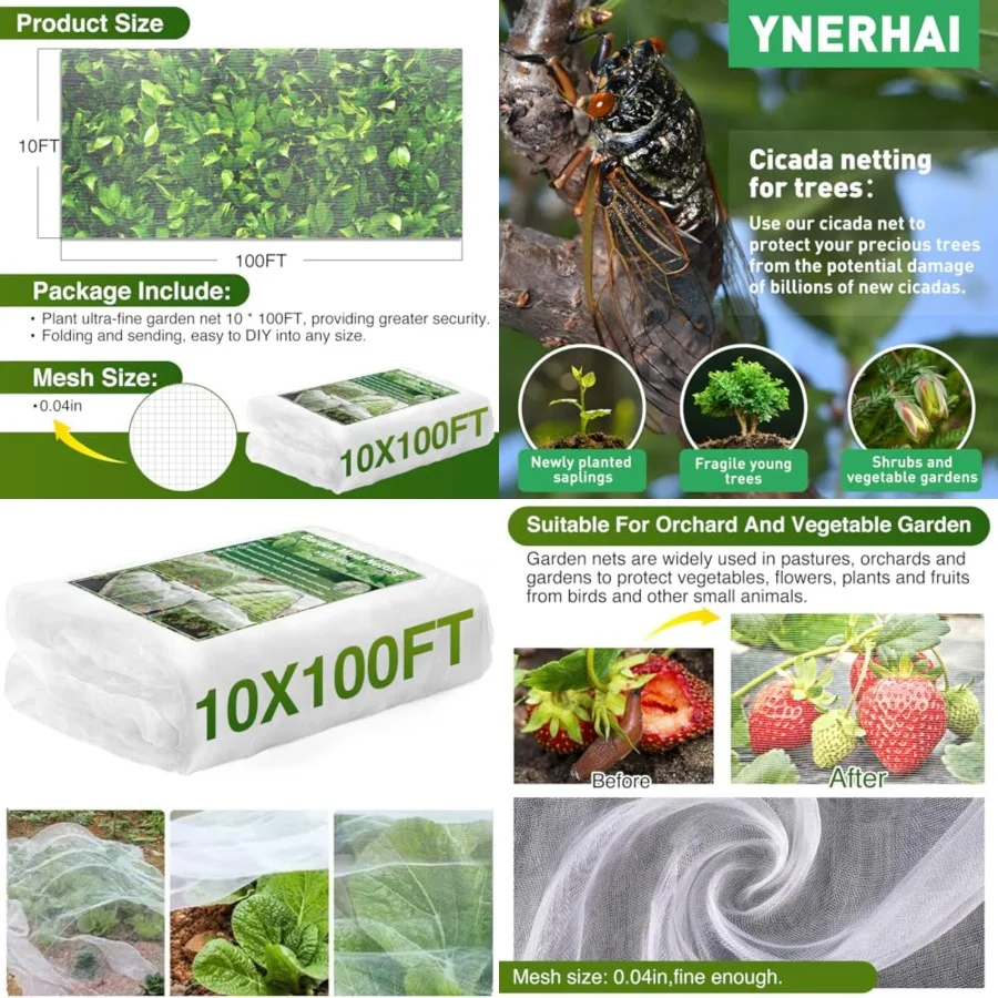 

10 X100FT Garden Mesh Netting Barrier, Fruit Tree Plant Netting for Vegetable Blueberry Bushes Protection