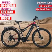 RANDRIDE/YG90 Electric Bicycle 1000W 48V17AH Hydraulic Brake Ebike with Full Suspension  21 Gears Shift Free Rack