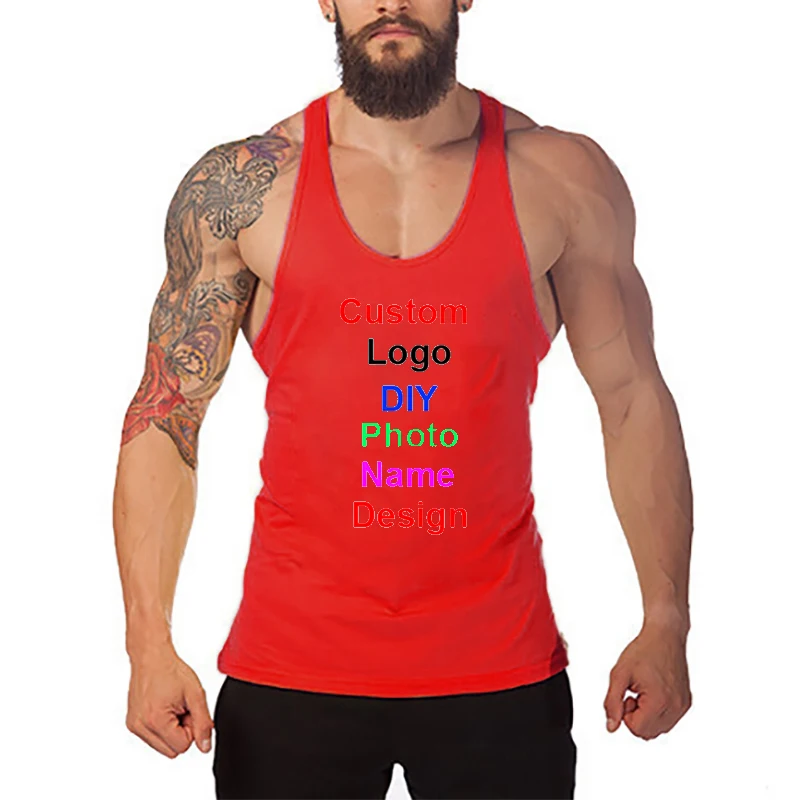 Print Personal Design DIY ONECOOL Clothing Clothes Fitness Tank Top Men Running Sleeveless T Shirt Cotton Workout Gym Vest