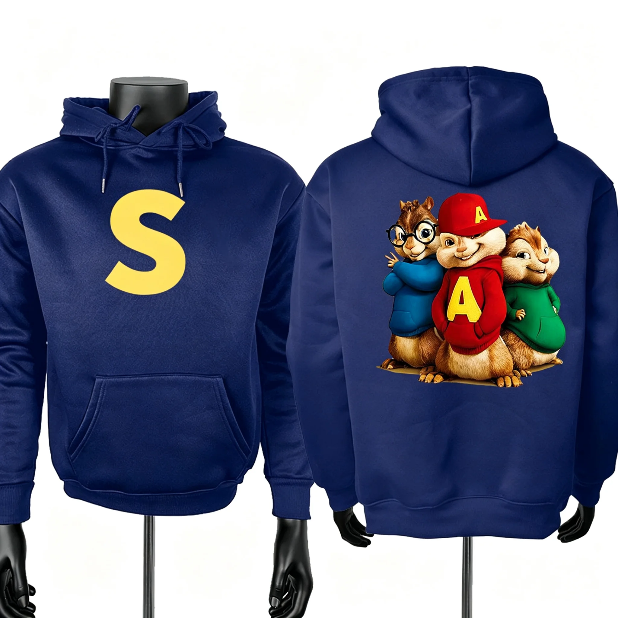 Alvin und die Chipmunks 2027, modische, unisex Freizeit-Sportbekleidung, Herren-Kapuzenpullover, Alvin-Chipmunk-Halloween-Kostüm, Damen-Pullover-Oberteile. – Detail 16