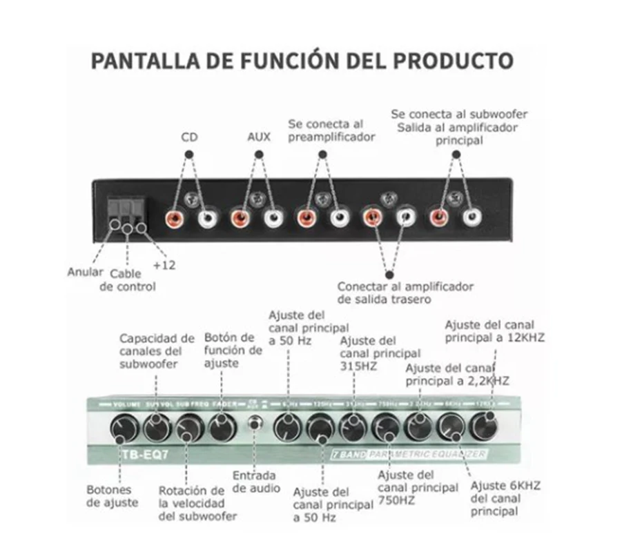 Equalizzatore a 7 bande con epicenter e controllo audio dei bassi