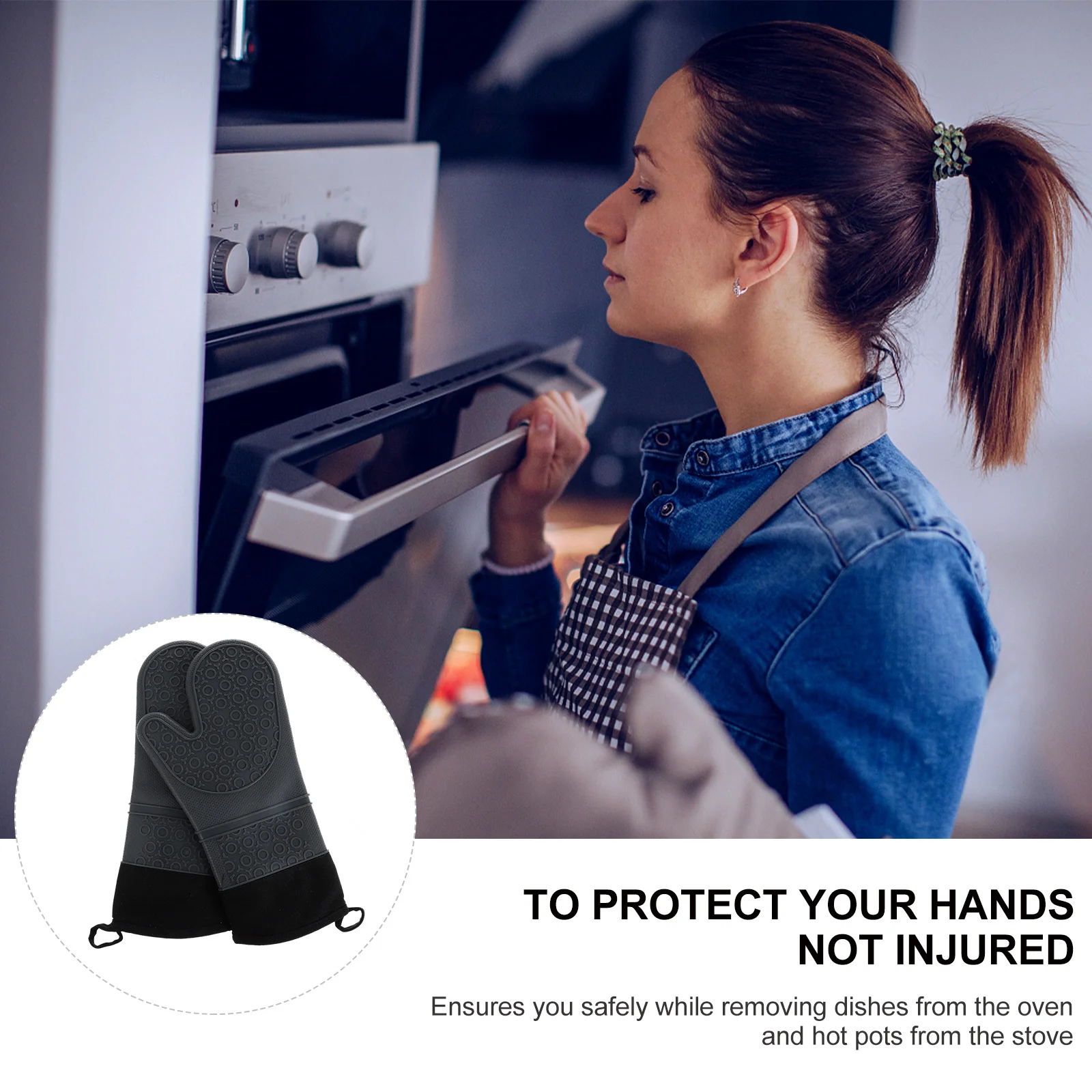 

2Pcs Non-Slip Silicone Oven Gloves Heat Resistant Cooking Gloves for Grilling Bbq Potholder Oven Mitts Non-Slip Potholder