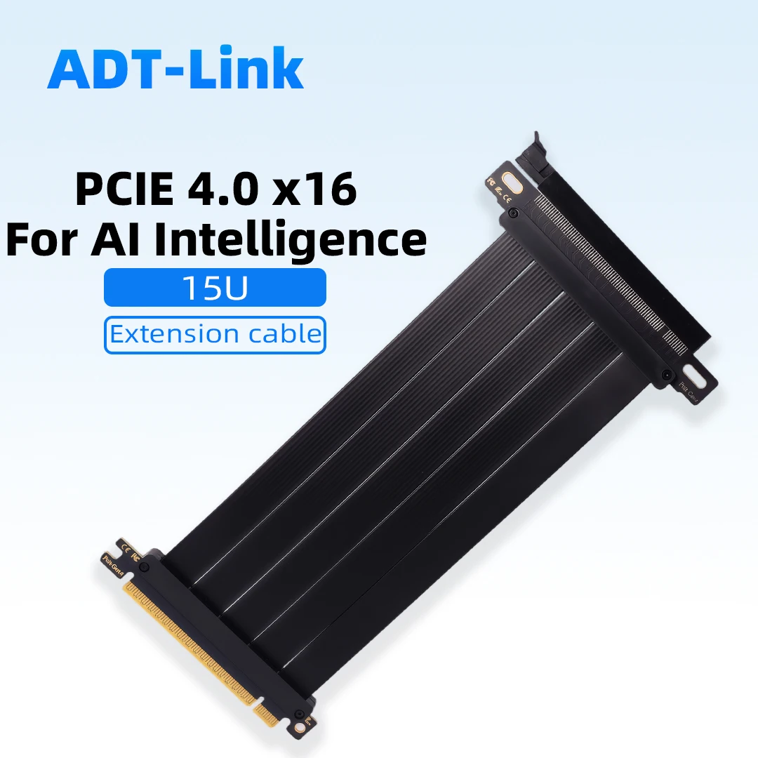 PCIE 4.0 X16 Adapter Graphics Card Extension Riser Cable 90 Degree for GPU Gold Finger PCI-Express for server Computer 15-20cm