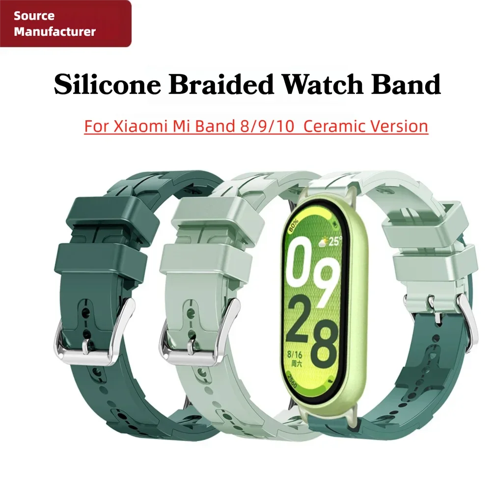 Breathable Sport Band For Xiaomi Mi Band 8 9 10/9 10 Ceramic Edition Woven Pattern Replacement Sweatproof Silicone for Man Woman