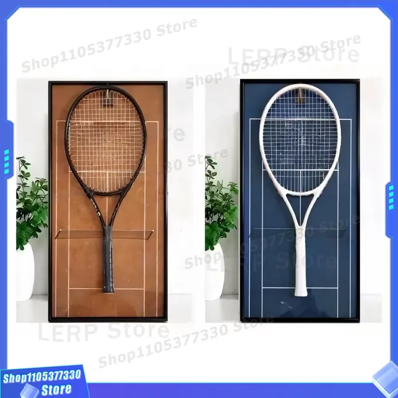 Premium Metal Wood Tennis Racket Display Stand Wall Mount Bracket for Living Room Sports Collectibles Grand Slam Decoration
