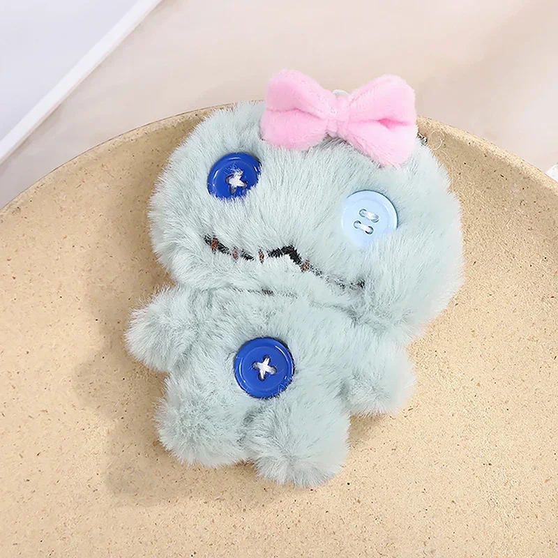 카툰 플러시 리본 인형 장난감 키체인 가방 펜던트 버튼 포함 DIY 선물 키체인 펜던트 귀여운 달콤한 플러시 인형 장식품