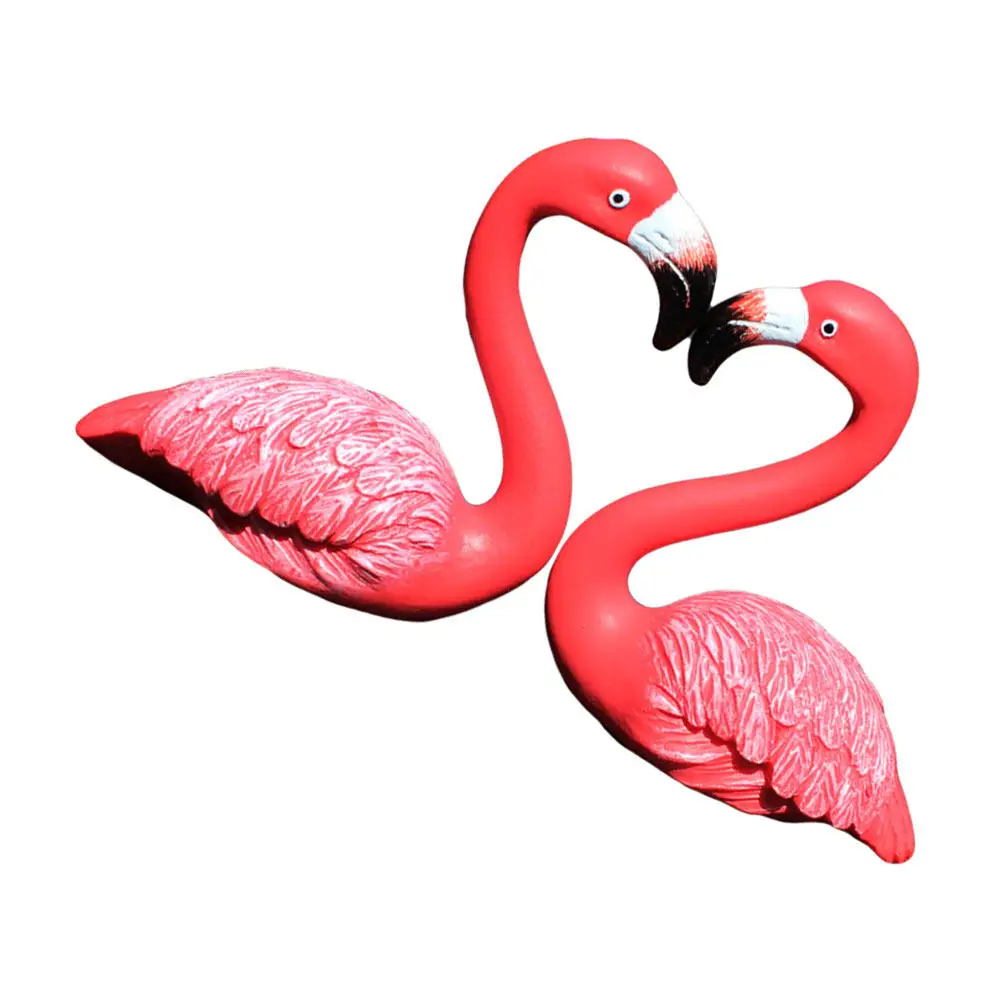 1Pair Resin Flamingo Yard Decor Creative Simulated Flamingo Statue Indoor Outdoor Garden Potted Plant Decoration Home Supplies
