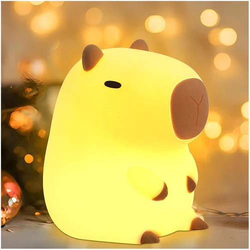 귀여운 카피바라 야간 조명 어린이 실리콘 야간 조명 선물, USB 충전식 동물 터치 침대 옆 수면 램프 장식 