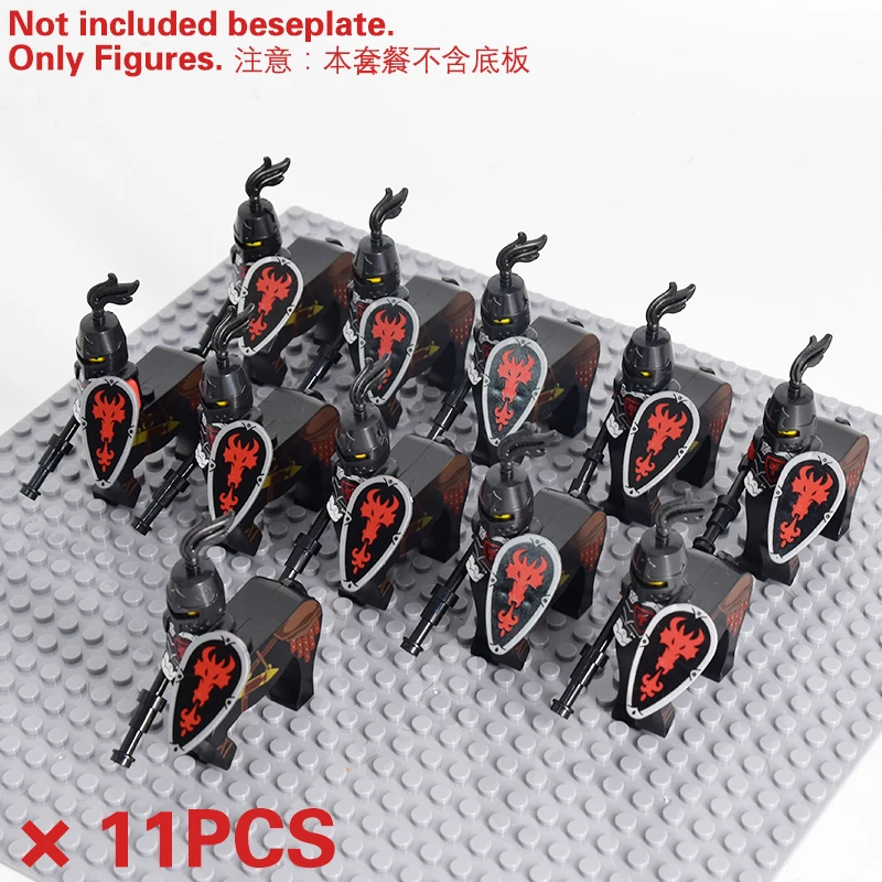 MOC Medieval Military Figures Building Blocks Spartan Warrior Crusader Dragon Knights Weapon Roman cavalry Accessories Kids Toy