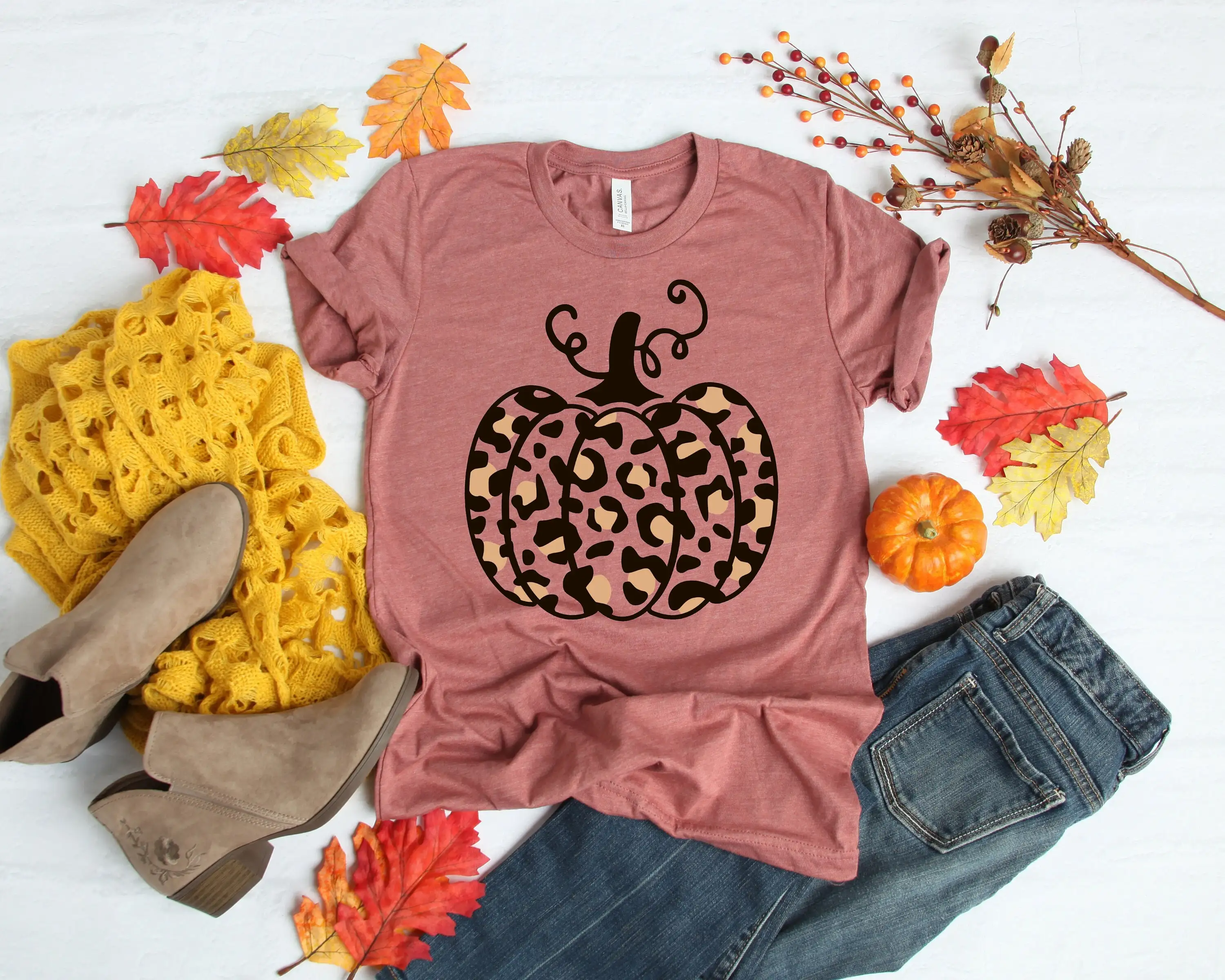 Leopard Pumpkin T Shirt Cheetah Thanksgiving Thankful Fall Hello Family Matching