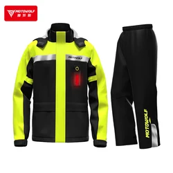 Waterproof Motorcycle Raincoat Suit Men LED Reflective Outdoor Rainwear Women Jumpsuit Ultrathin Rain Coat Cycling Hiking