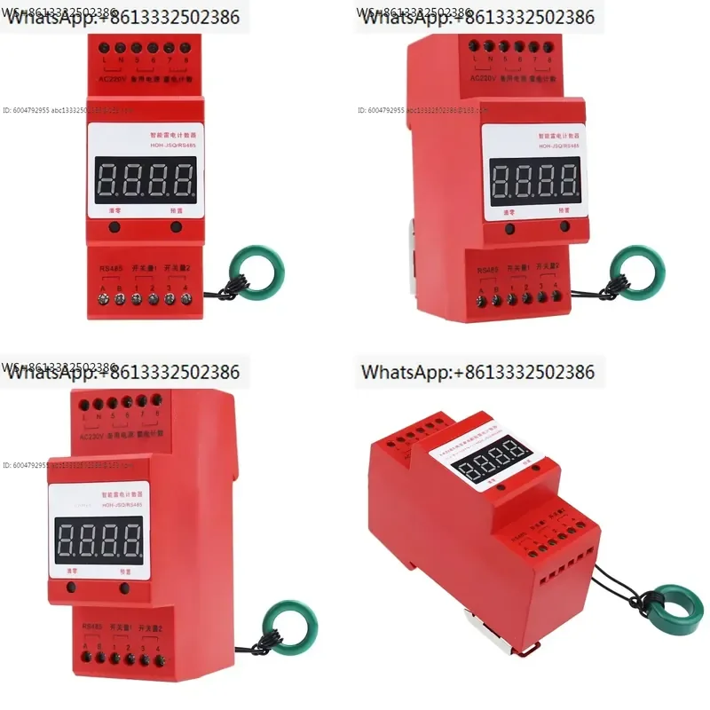 Intelligent lightning counter records induction lightning frequency, surge protector status RS485 communication