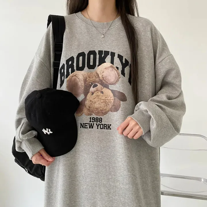 Japanisches Herbst-Winter-Frühlings-Langarm-Dünnes Kleid Damen Fleece-Oberteil Mittellanger Trendiger Rock Übergröße Lässiges Langes Kleid – Detail 8