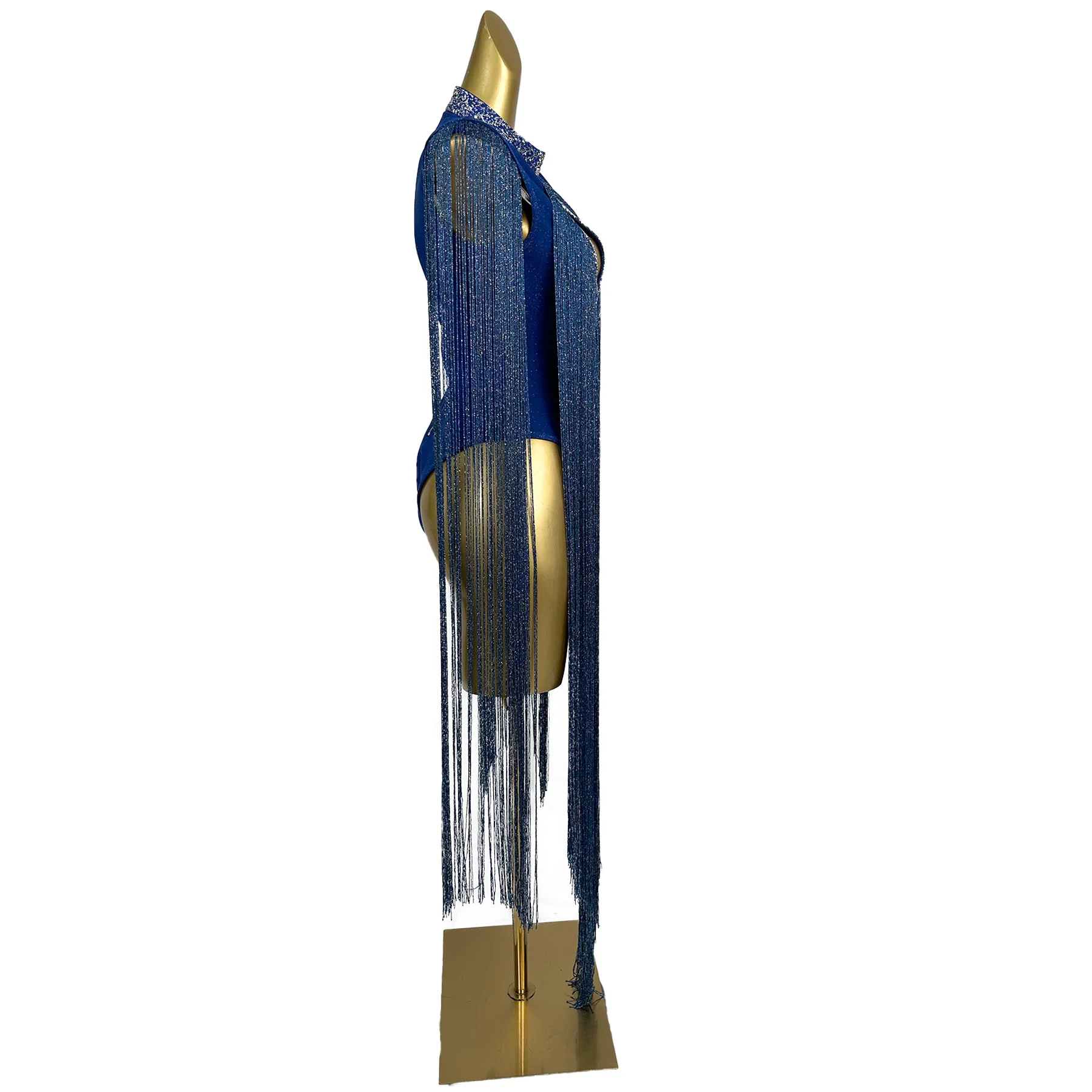 Lansechangliusu تصميم مستوحاة طويلة هامش بذلة مثير بار جوفاء ضيق السراويل أداء زي فساتين حفلات فستان الحفلات