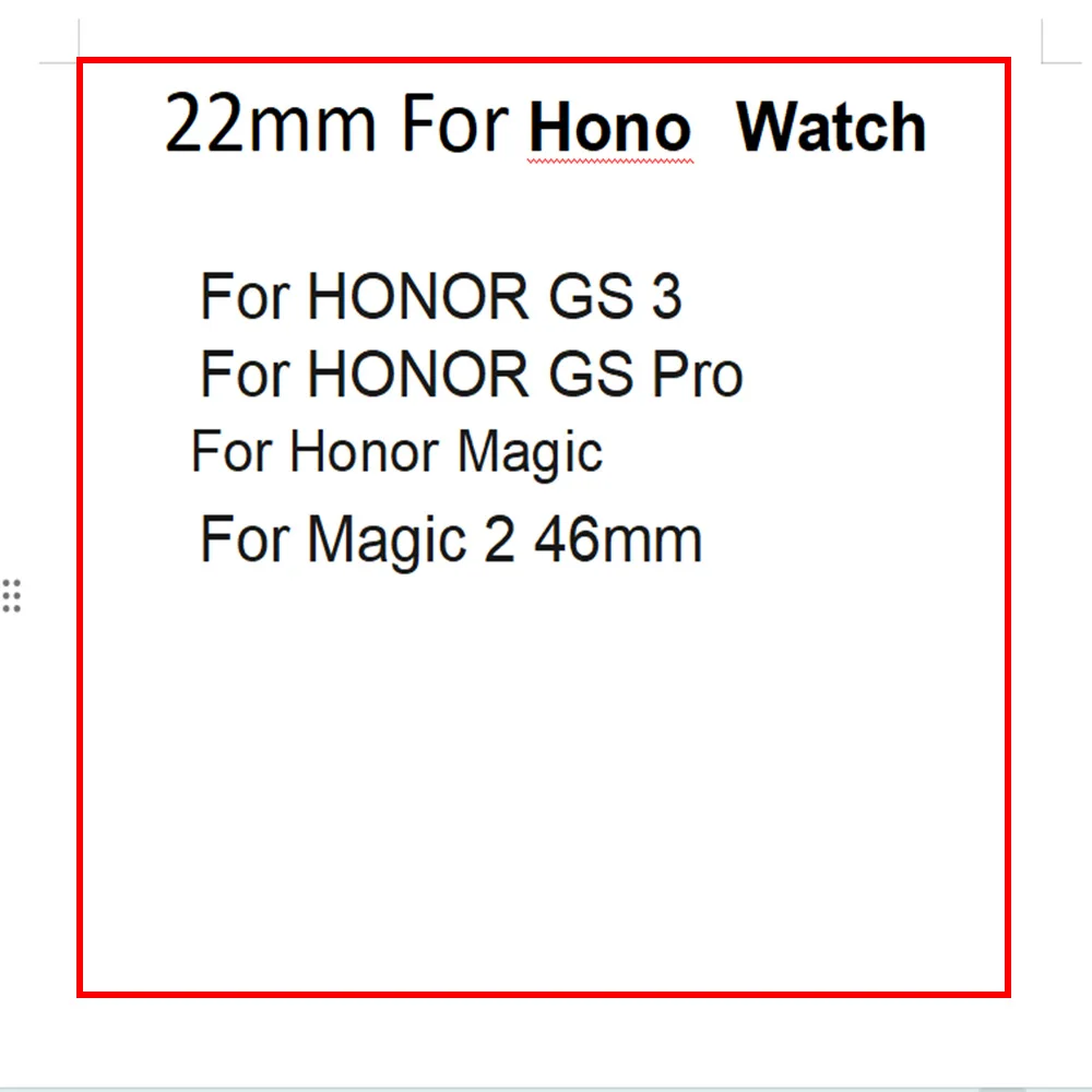 one Bands Straps For HONOR Magic Watch 2 46mm MagicWatch Watchbands 22mm For HONOR Watch GS 3 / GS Pro SilicWristbands Bracelets