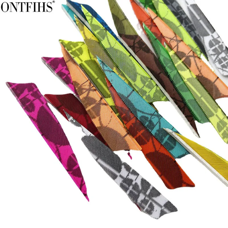 24 Pcs New 2.5 Inch Arrow Feather Fetching Shield Cut Archery Fetches Camouflage Pattern Real Plumage Hunting Shooting