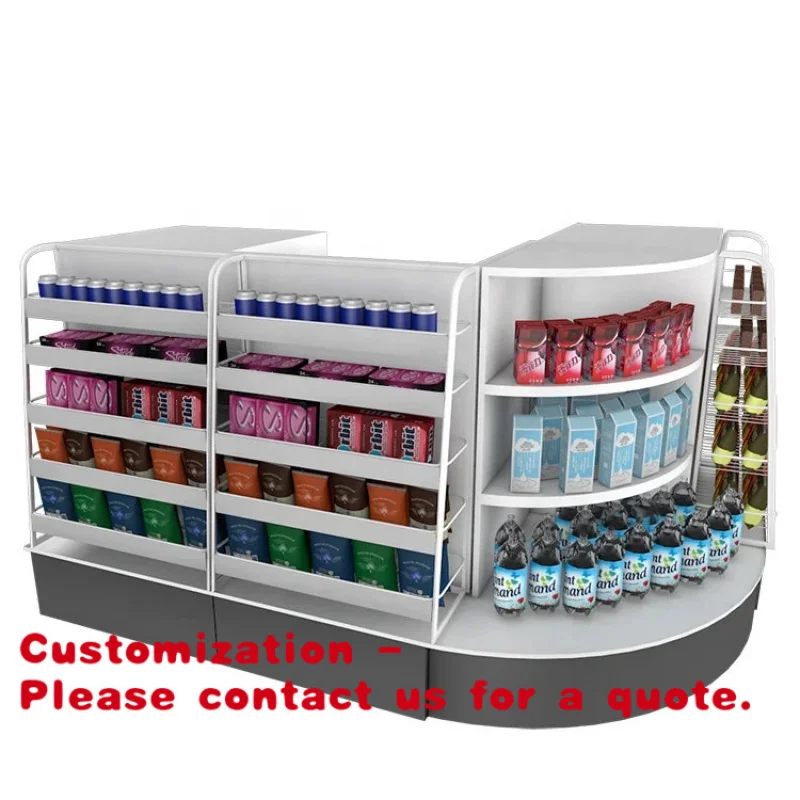 Customize.LINGHANG Custom Durable Metal Supermarket Checkout Counter with Cashier Register Modern Design White/Custom Color