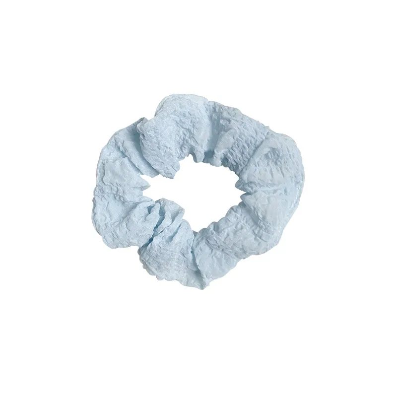 Solid Color Seersucker Large Intestine Hair Scrunchie  Wrinkled Fabric Fairy Hair Ring Women Ponytail Hair Tie Hair Accessories