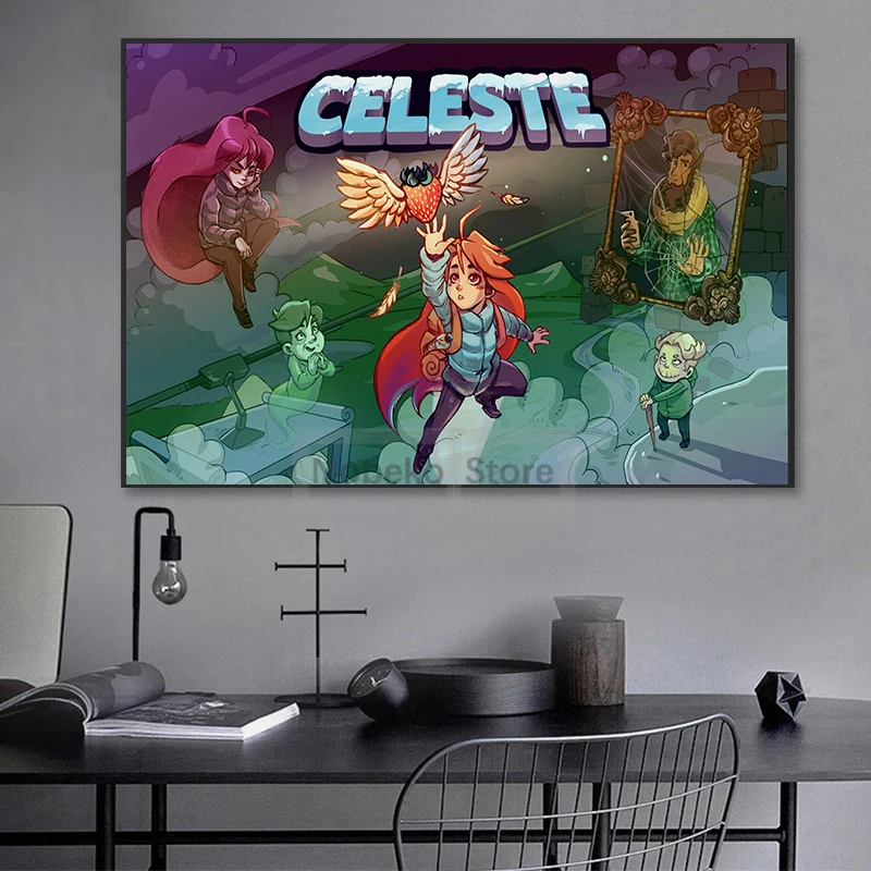 Pop Independent Games Celeste Poster Pixel Graph Game Prints Canvas Painting Wall Art Pictures Home Room Vintage Game Decoration