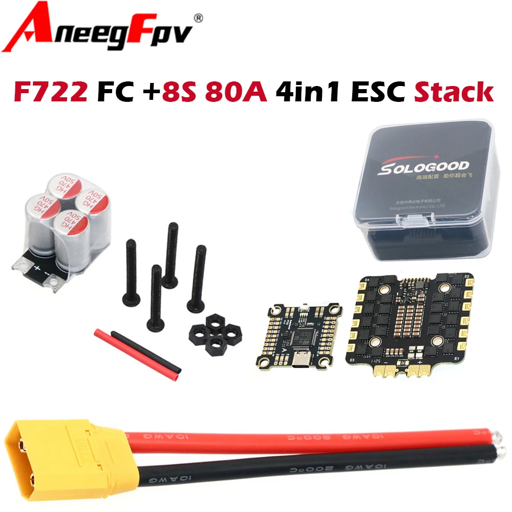 

SoloGood F722 F7 6S Flight Controller FC 80A 4in1 BLS ESC Stack 3-8S for 7inch 10inch 13inch 15inch Frame RC Freestyle FPV Drone
