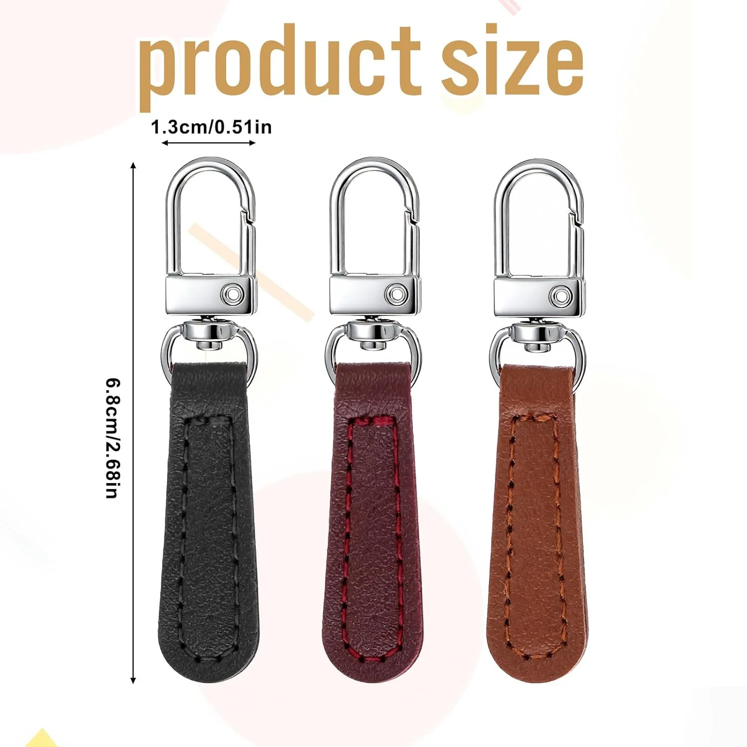 4pcs/set PU Leather Zipper Pull Replacement, Pull Zipper Tabs Fasteners for Bags Luggage Purses Backpacks image 2