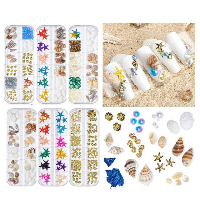 1 pudełko Mix naturalne morskie powłoki wypełniacz epoksydowy wypełniacz biżuteria akcesoria DIY ręcznie robione materiał artystyczny do paznokci ozdoby dekoracyjne