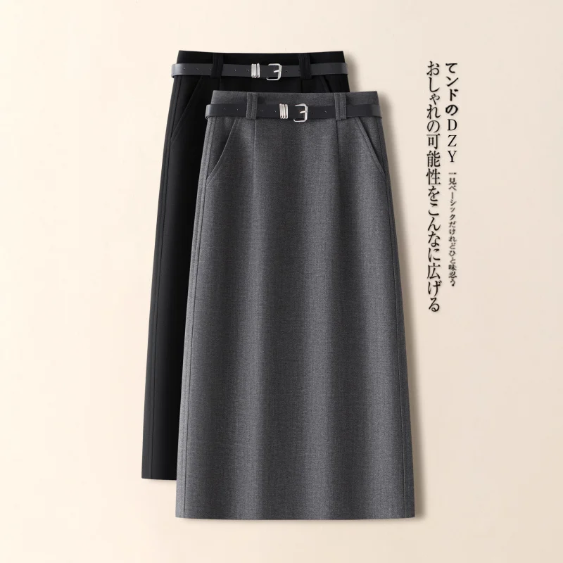 

Gray Woolen Midi Skirt for Women, Super Popular Bodycon Skirt, Stunning Beautiful A-line Straight Skirt