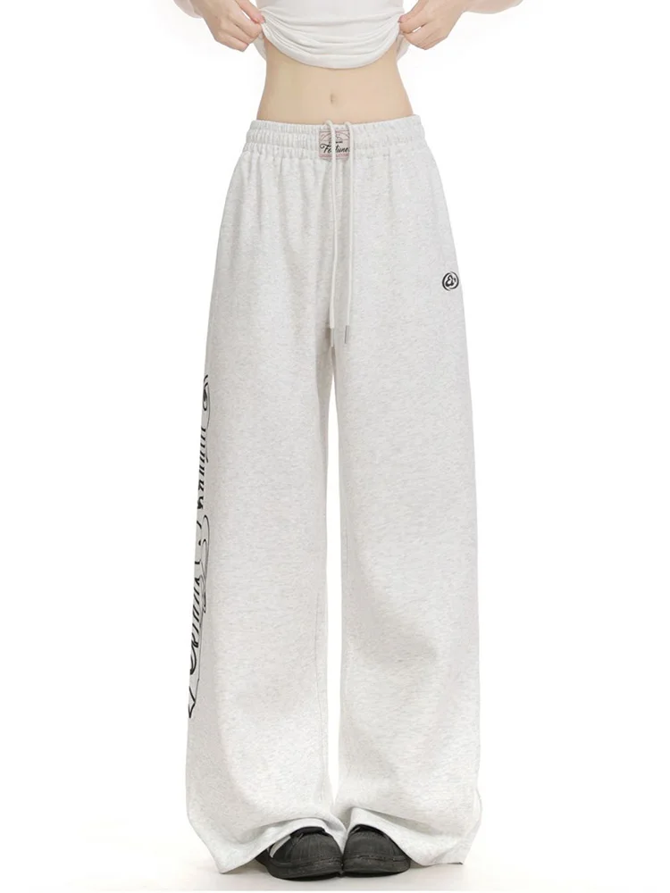 Pantalones Deportivos Rosa American Letter para Mujer, Ropa Urbana de Primavera, Estilo Hip Hop, Pierna Ancha, Cintura Alta, Bolsillos Vintage, Pantalones Harajuku