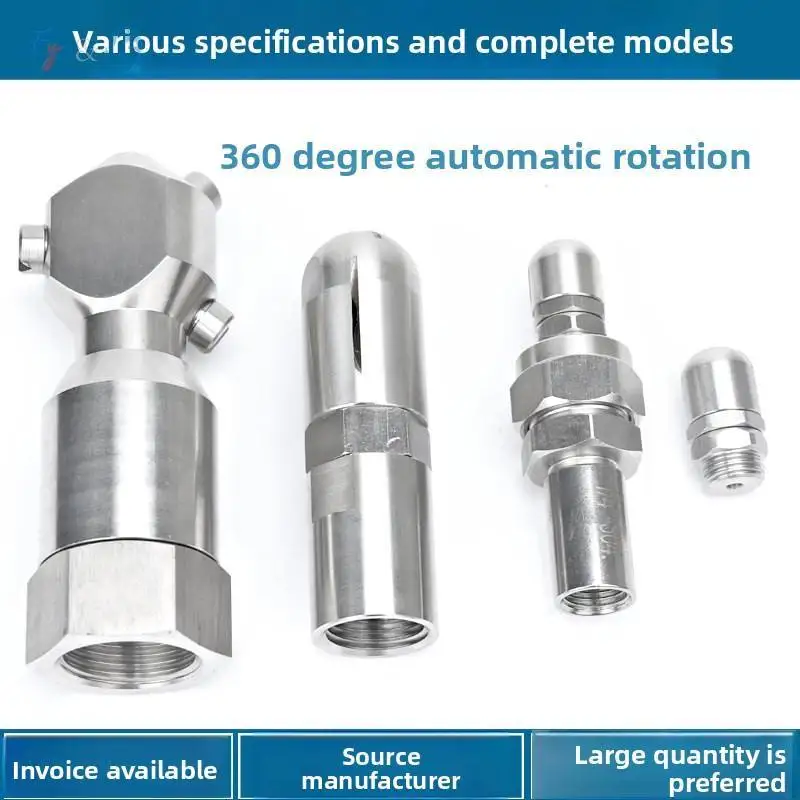 360° Automatic Rotating Stainless Steel Fan Spray Nozzle Industrial for Bottle Can Tank Inner Wall High Pressure Cleaning