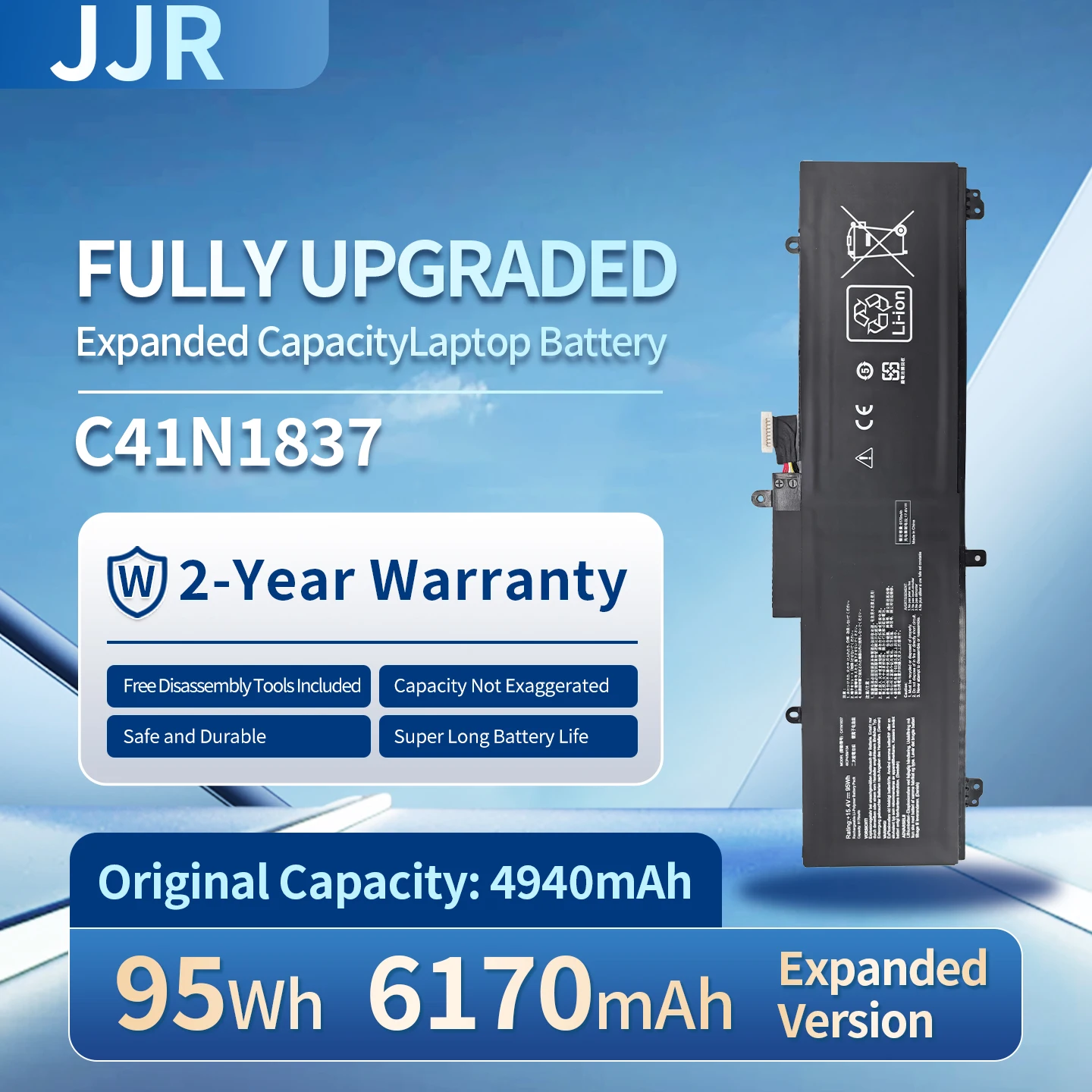 C41N1837 95Wh Higher Capacity Replacement Laptop Battery for Asus ROG Zephyrus S/G/M ProArt StudioBook Pro 15 TUF Dash F15